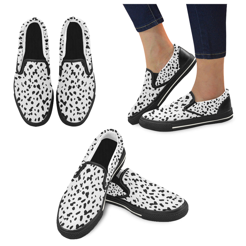 Women's Big Size Dalmatian Dog Print Slip-on Canvas Shoes