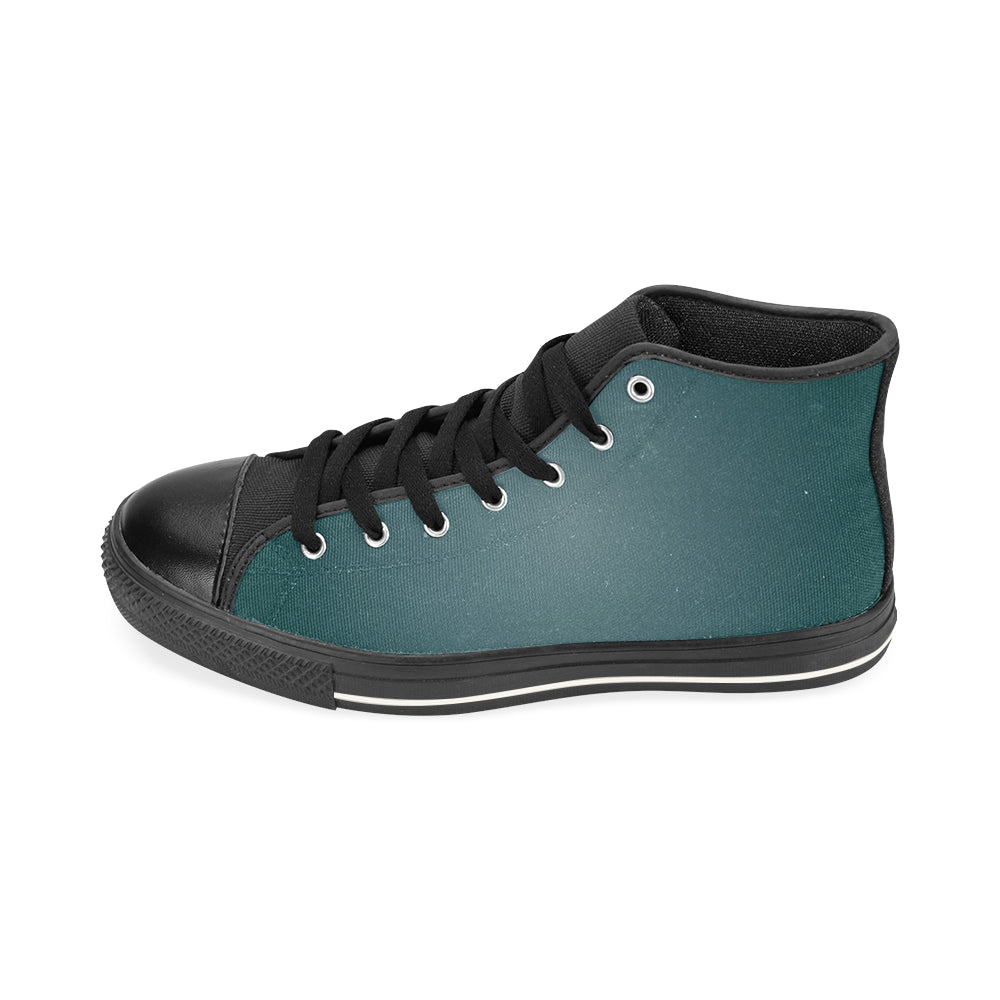 Men's Teal Solids Print Canvas High Top Shoes