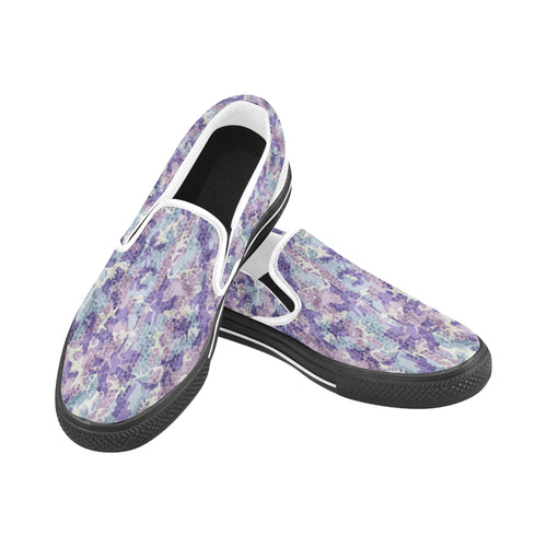 Men's Purple Camouflage Print Canvas Slip-on Shoes