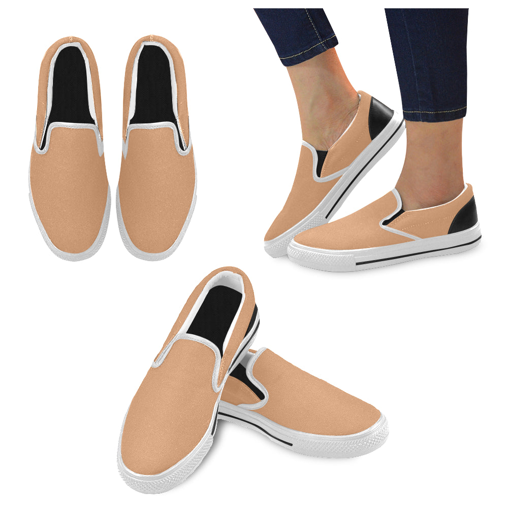 Women's Zesty Orange Solids Print Slip-on Canvas Shoes