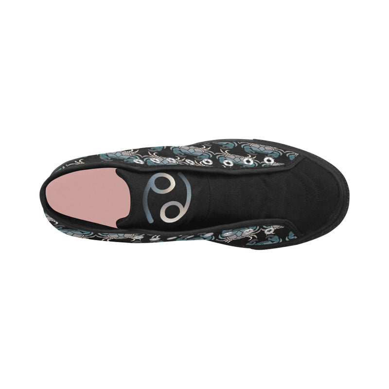 Women's Cancer Crab Zodiac Print Canvas High Top Shoes
