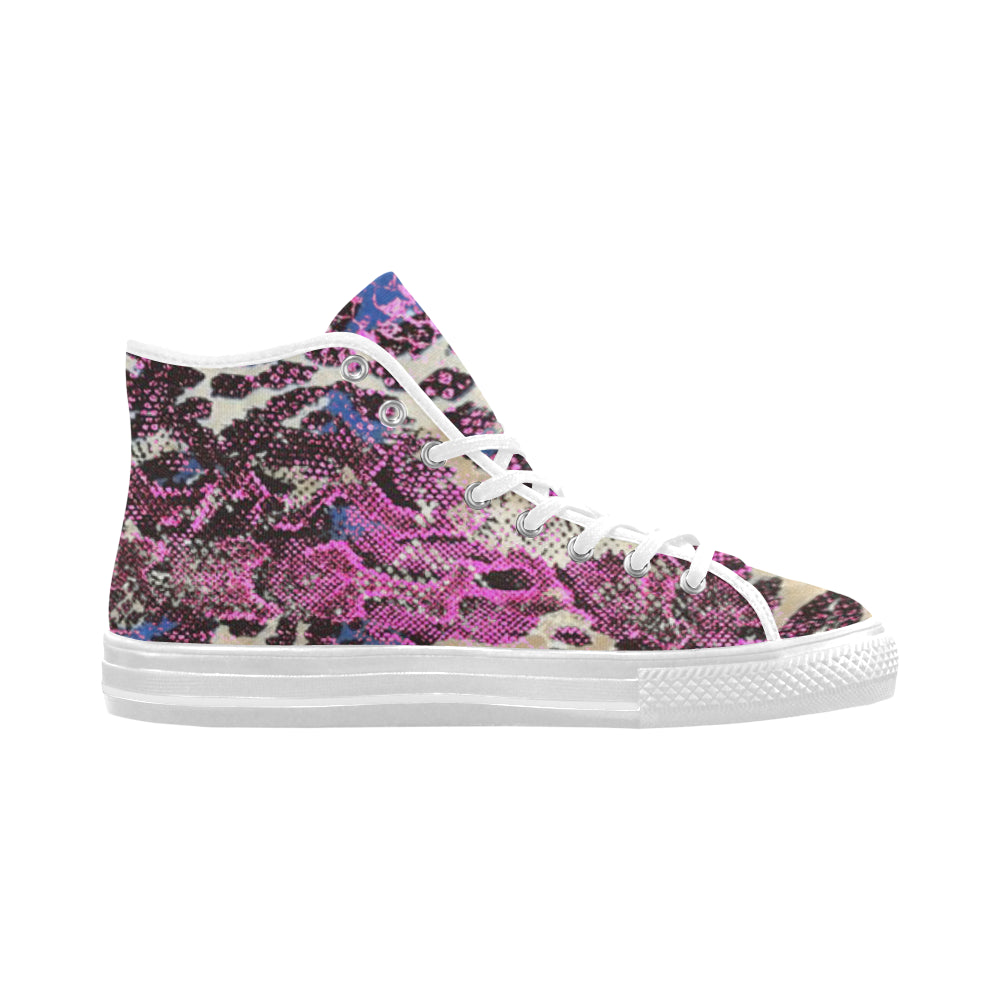 Women's Snake Skin Print Canvas High Top Shoes