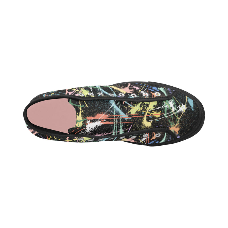 Women's Neon Paint Splatter Print Canvas High Top Shoes