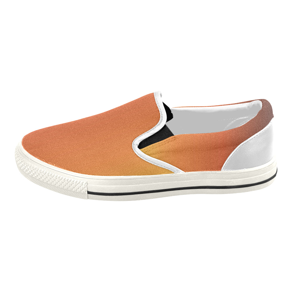 Women's Orange Solids Print Canvas Slip-on Shoes
