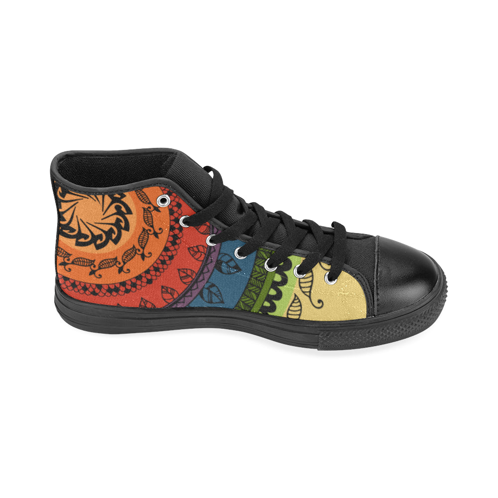 Women's Folksy Mandala Print Canvas High Top Shoes