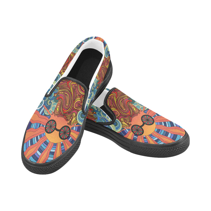 Men's Trippy Sun Psychedelic Print Canvas Slip-on Shoes