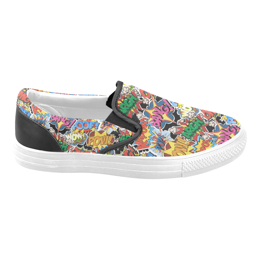 Men's Comic Bubbles Pop Art Print Canvas Slip On Shoes