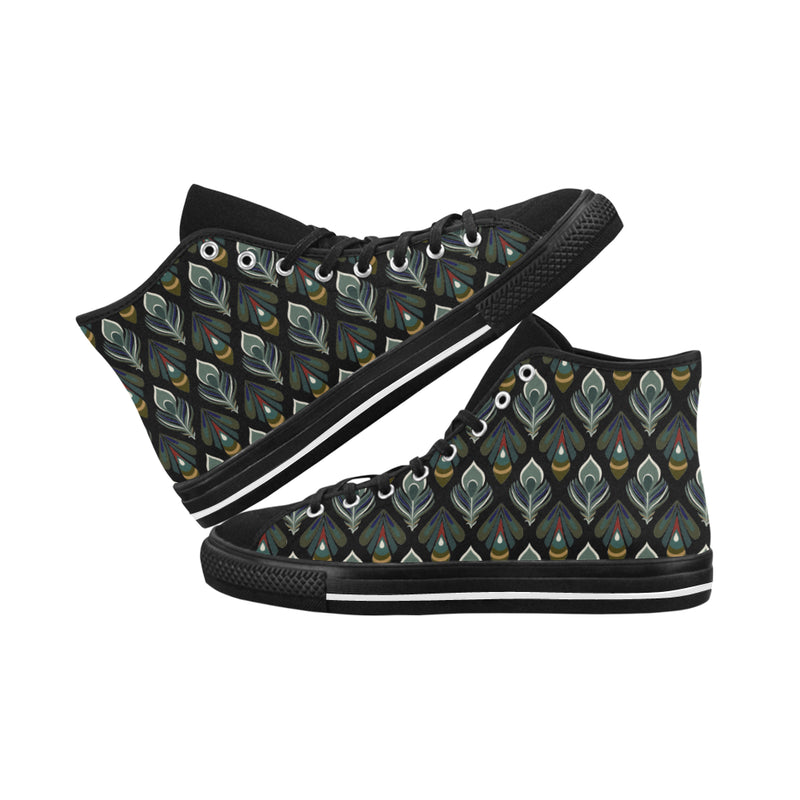 Women's Peacock Print High Top Canvas Shoes