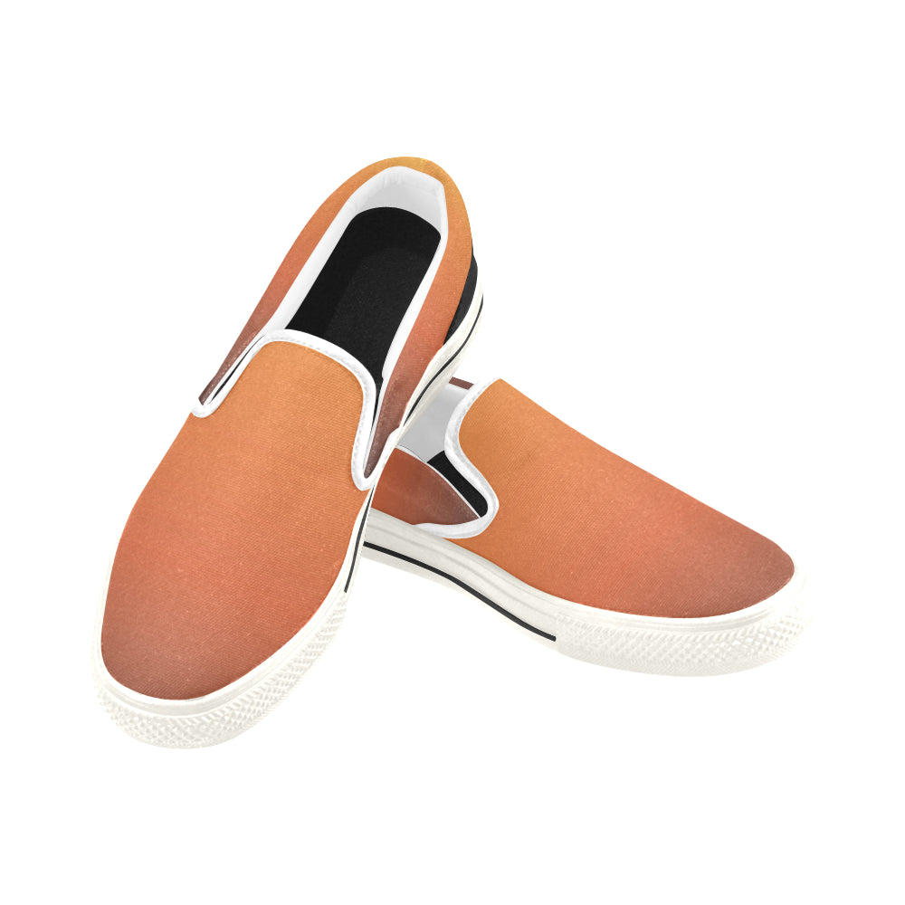 Men's Orange Solids Print Canvas Slip-on Shoes