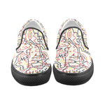 Men's Big Size Tangled Doodle Print Canvas Slip-on Shoes