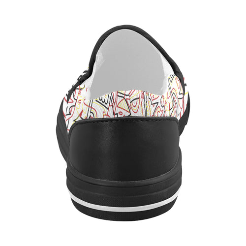 Women's Tangled Doodle Print Canvas Slip-on Shoes