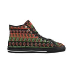 Men's Christmas Plaids Print Big Size Canvas High Top Shoes (Black)