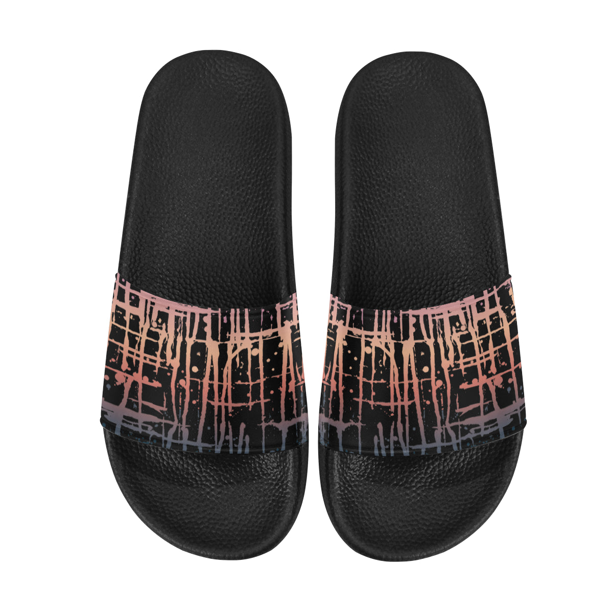 Women's Criss Cross Paint Splatter Print Sliders Sandal