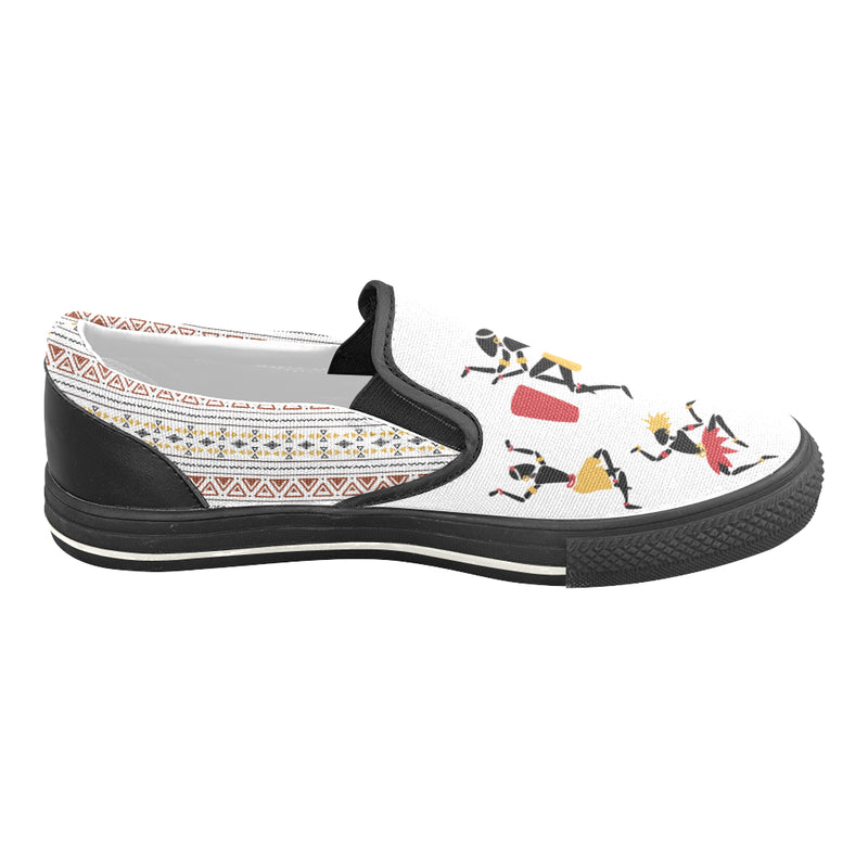 Women's Big Size Dancing Silhouette Tribal Print Slip-on Canvas Shoes