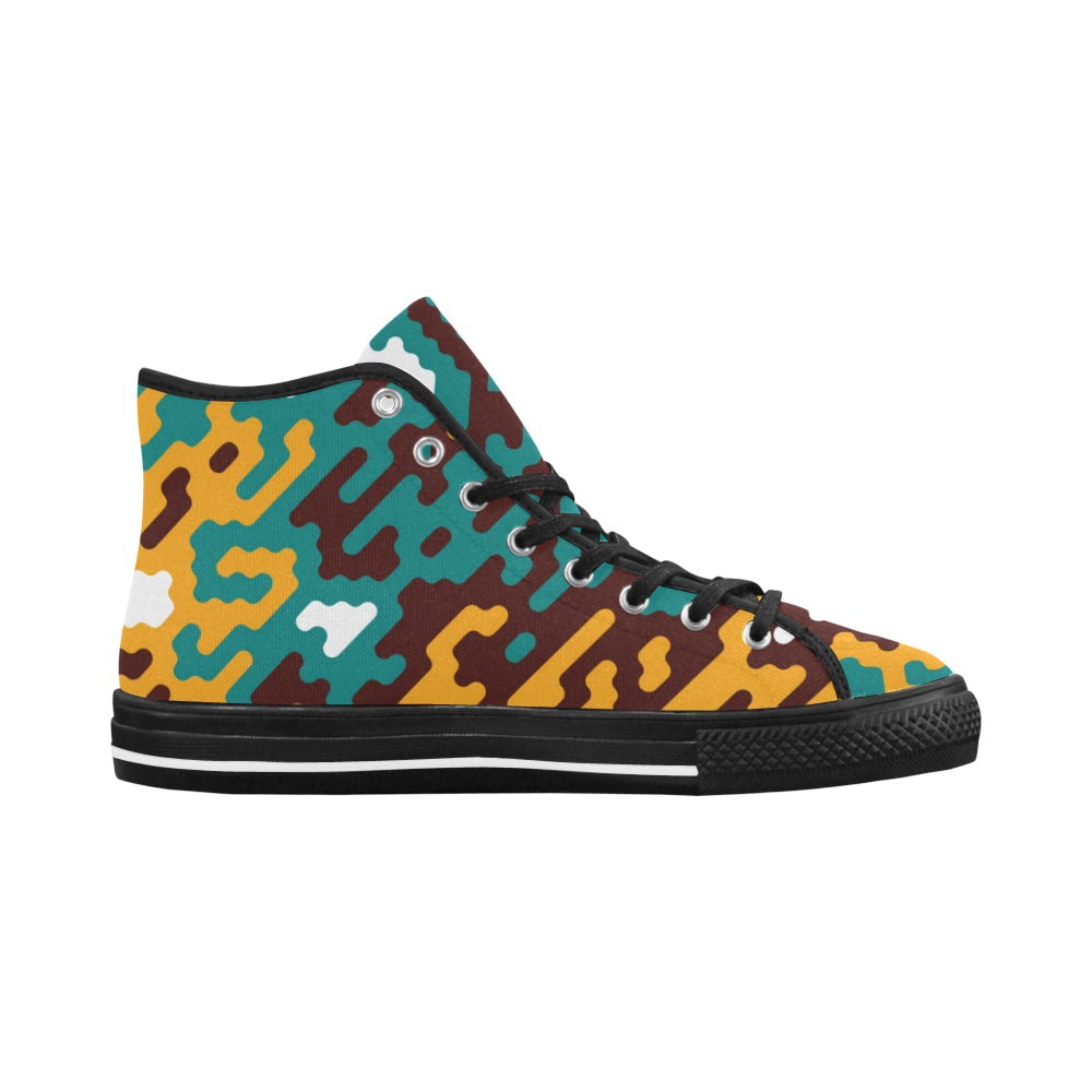 Women's Camouflage Flames Print Canvas High Top Shoes