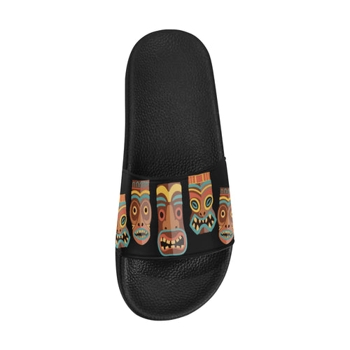 Men's Big Size Tribal Face Mask Print Sliders Sandal