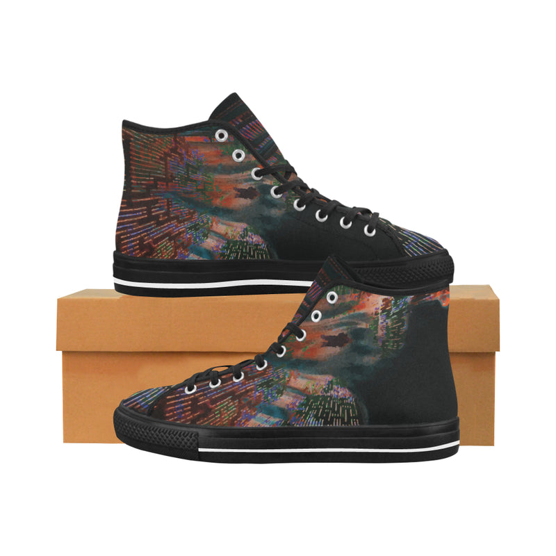 Men's Night Light Psychedelic Print Canvas High Top Shoes