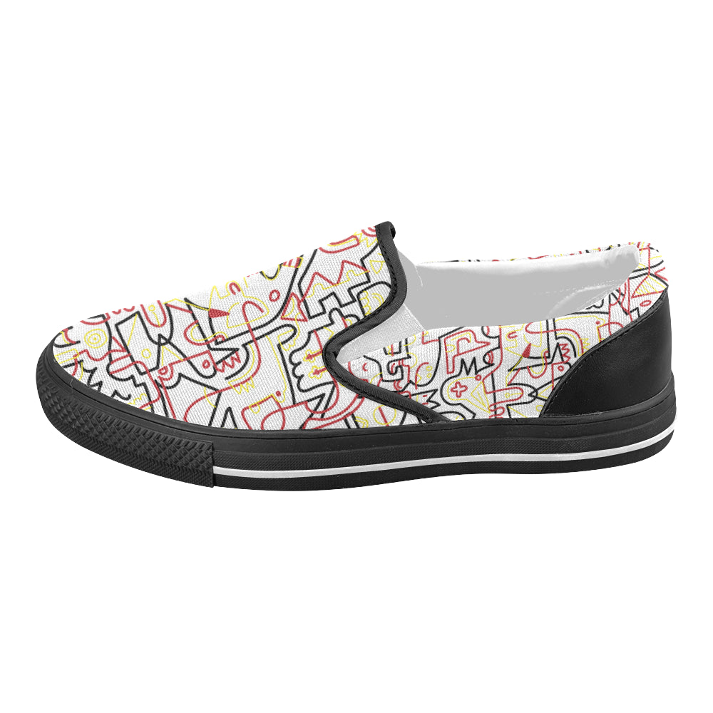 Women's Tangled Doodle Print Canvas Slip-on Shoes