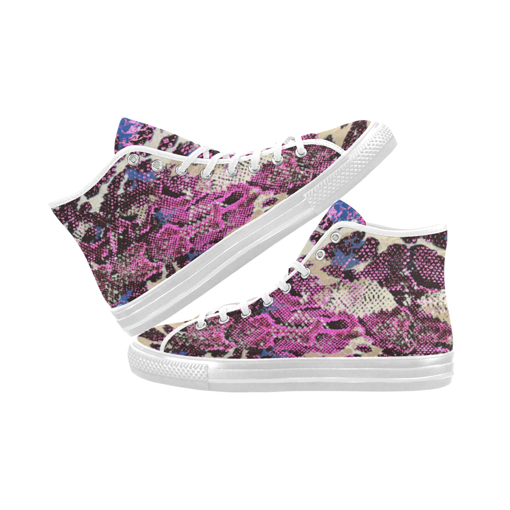 Women's Snake Skin Print Canvas High Top Shoes