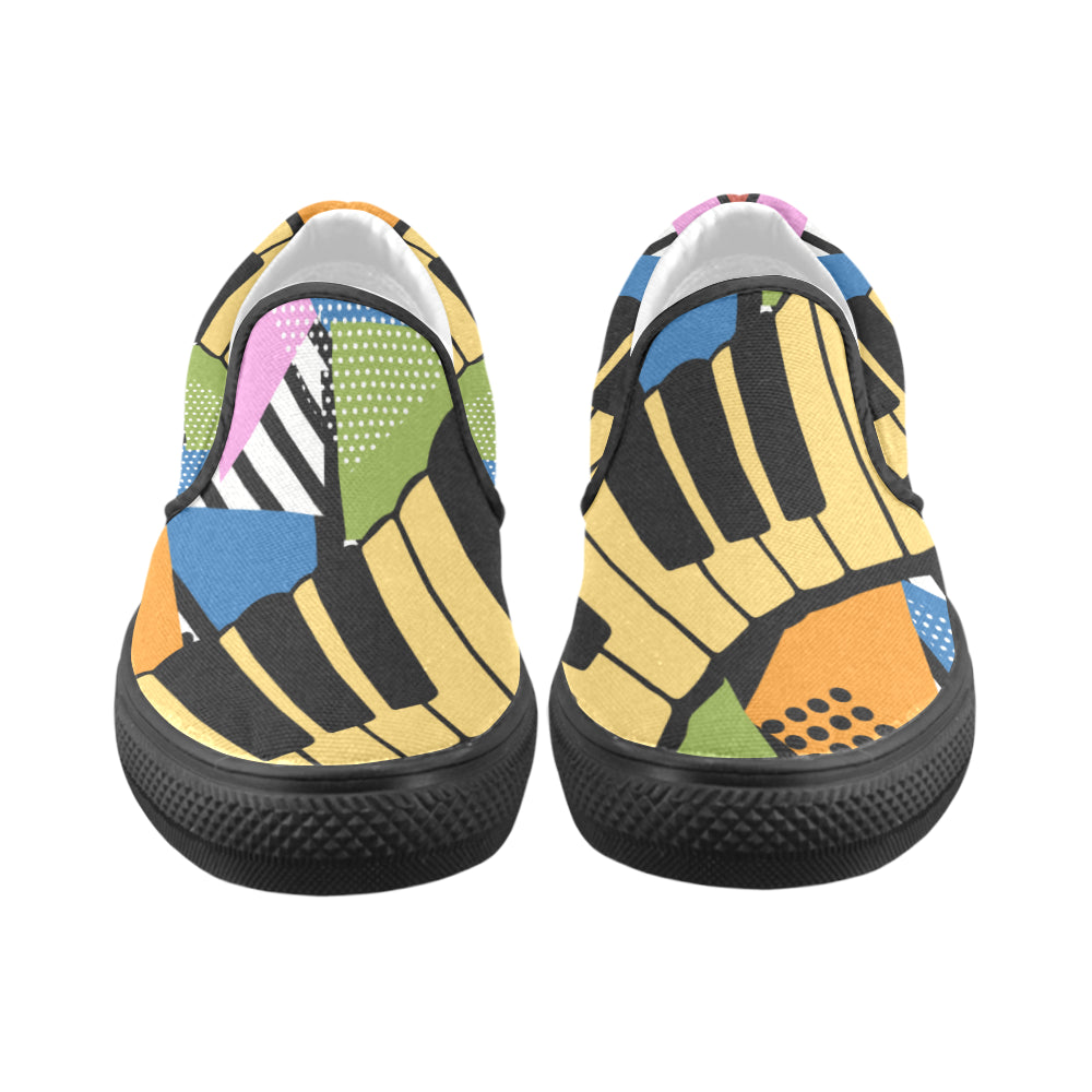 Women's Abstract Piano Pop Art Print Canvas Slip-on Shoes