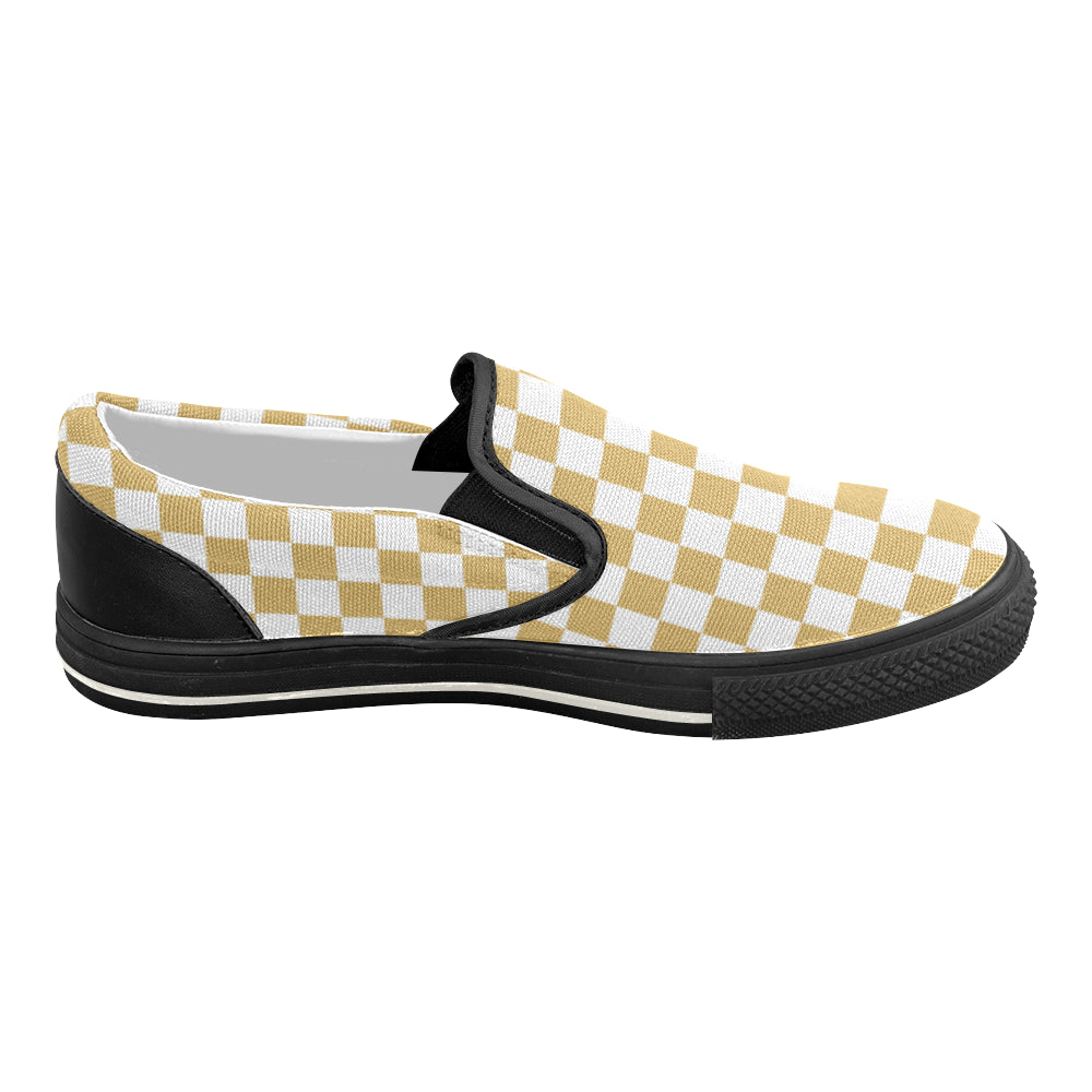 Women's Classic Mustard Checks Print Slip-on Canvas Shoes