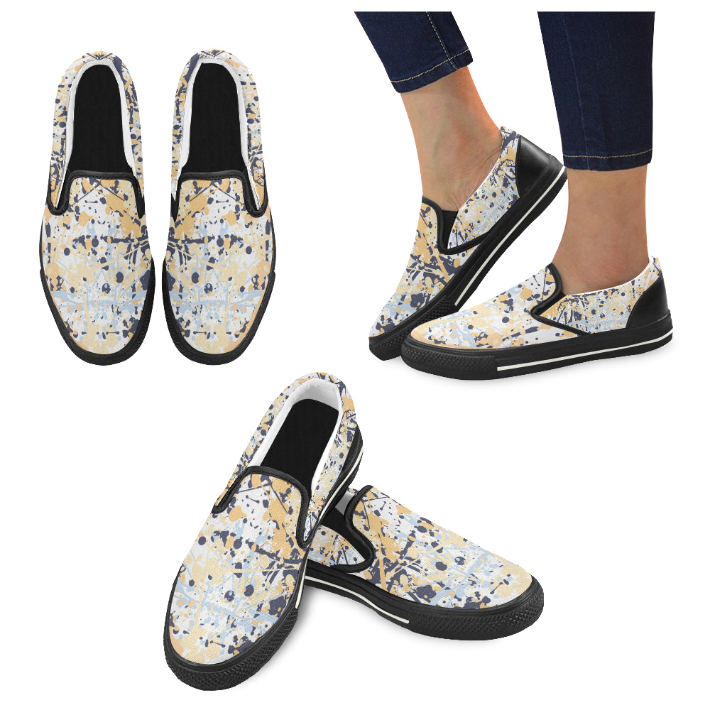 Men's Paint Splatter Dark Print Canvas Slip-on Shoes