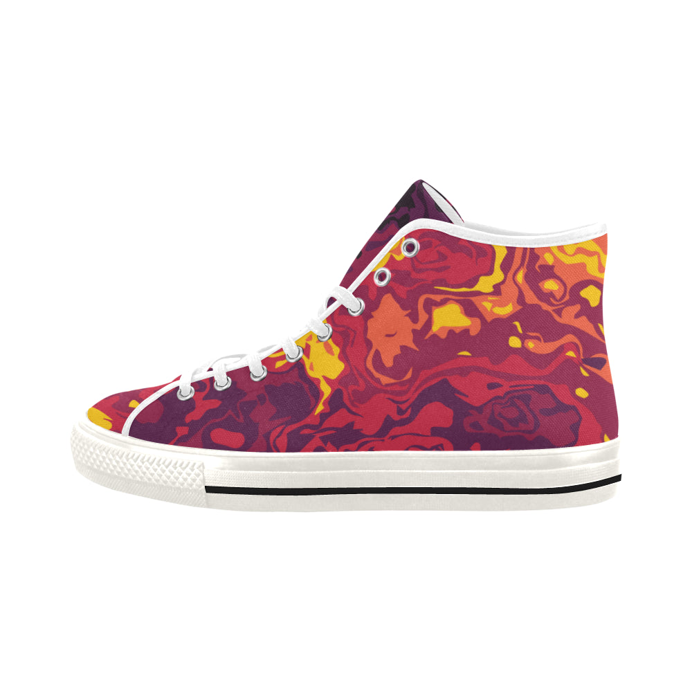 Women's Fiery Camouflage Print Canvas High Top Shoes