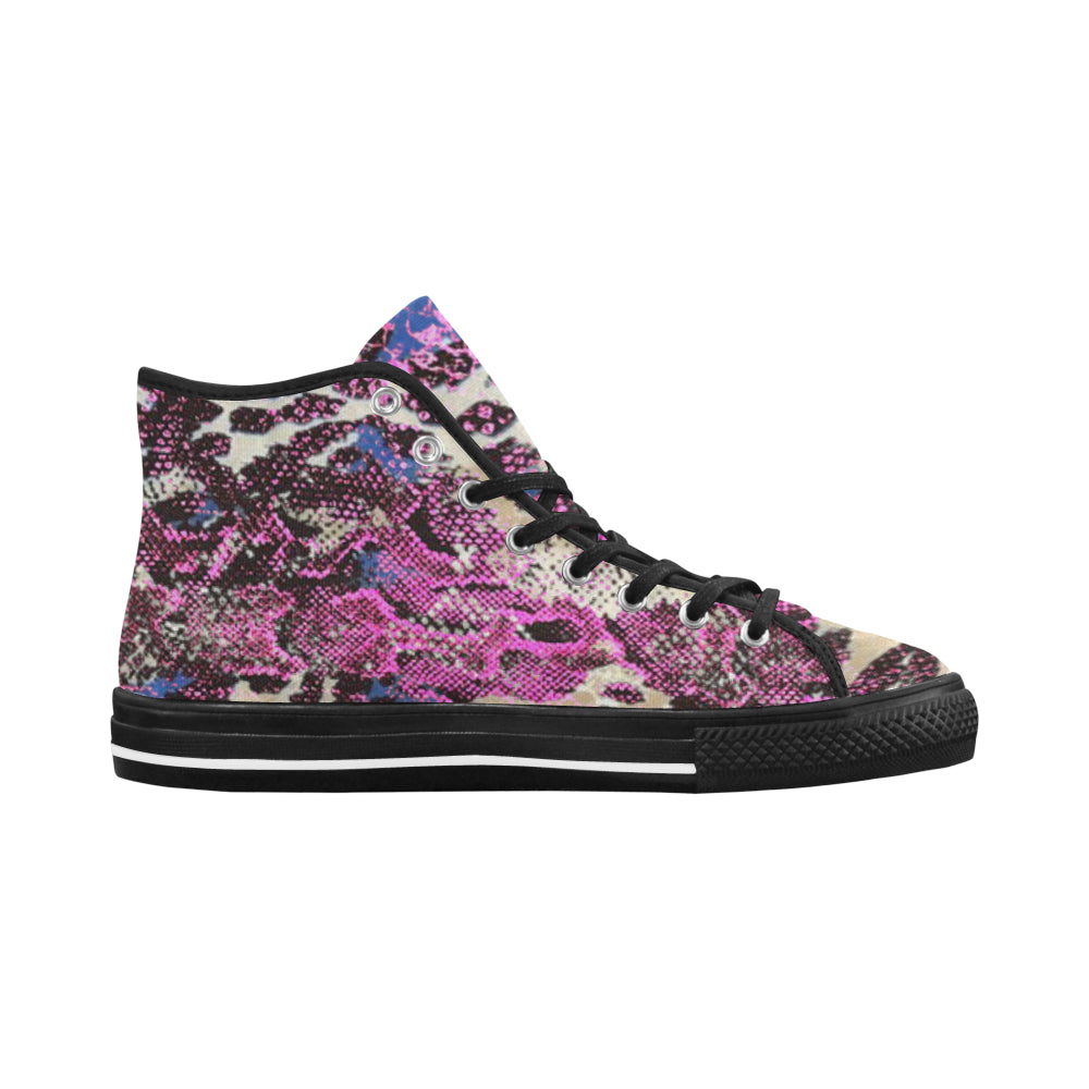 Women's Snake Skin Print Canvas High Top Shoes