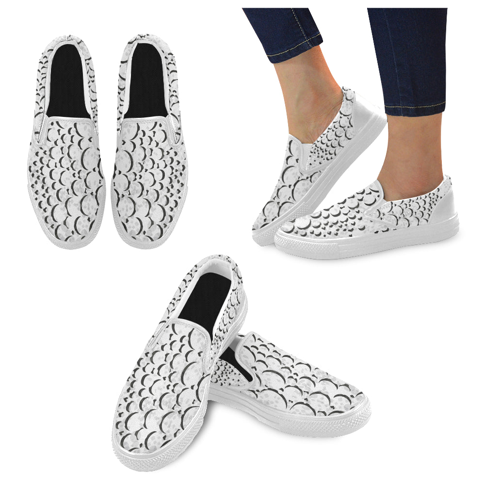 Women's Polka Bubbles Print Canvas Slip-on Shoes