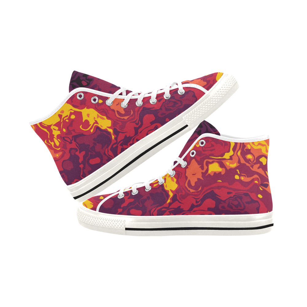 Women's Fiery Camouflage Print Canvas High Top Shoes