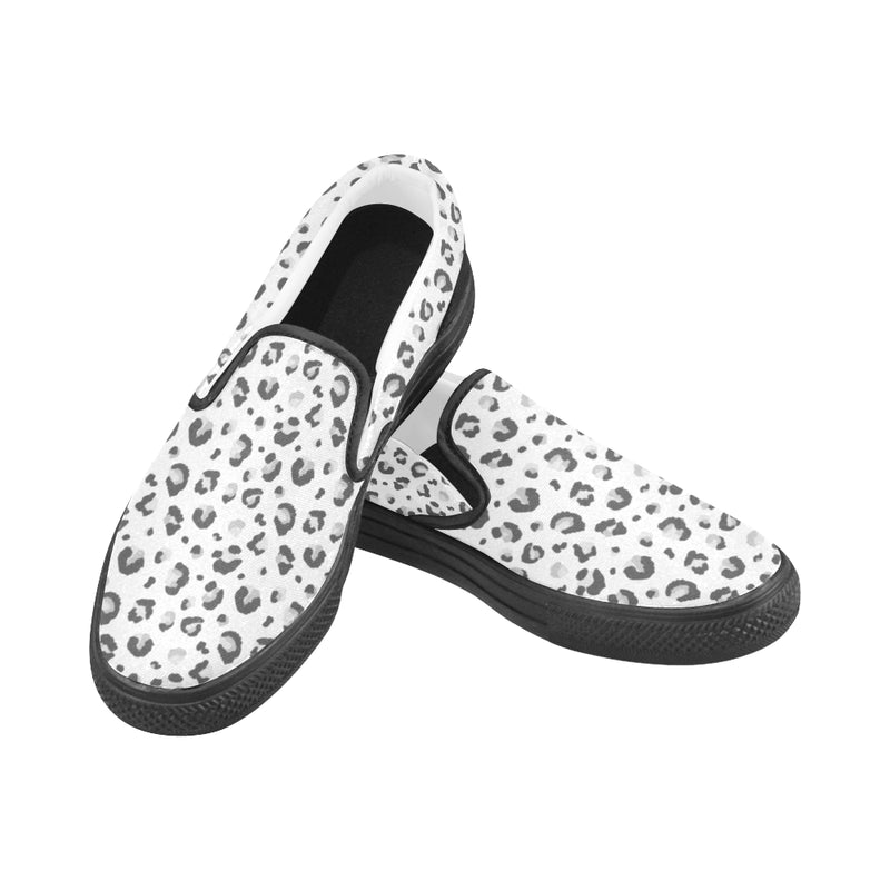 Men's Big Size Snow Leopard Print Slip-on Canvas Shoes