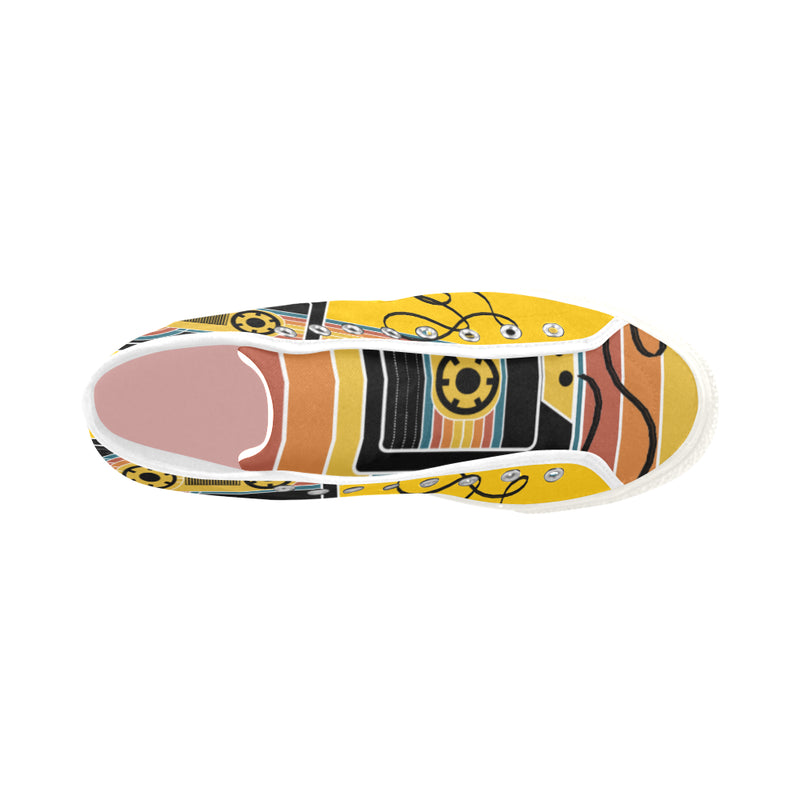 Women's Retro Cassette Pop Art Print Canvas High Top Shoes