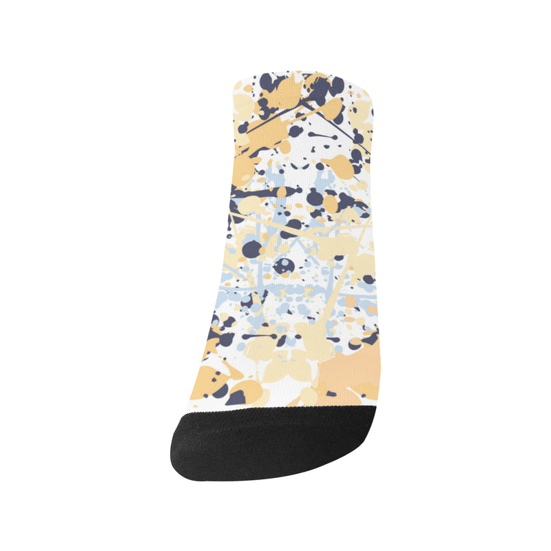 Men's Blue-Mustard Paint Splatter Print Anklet Socks