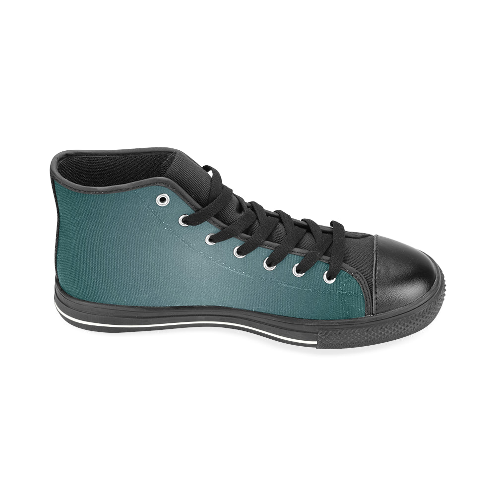 Men's Teal Solids Print Canvas High Top Shoes