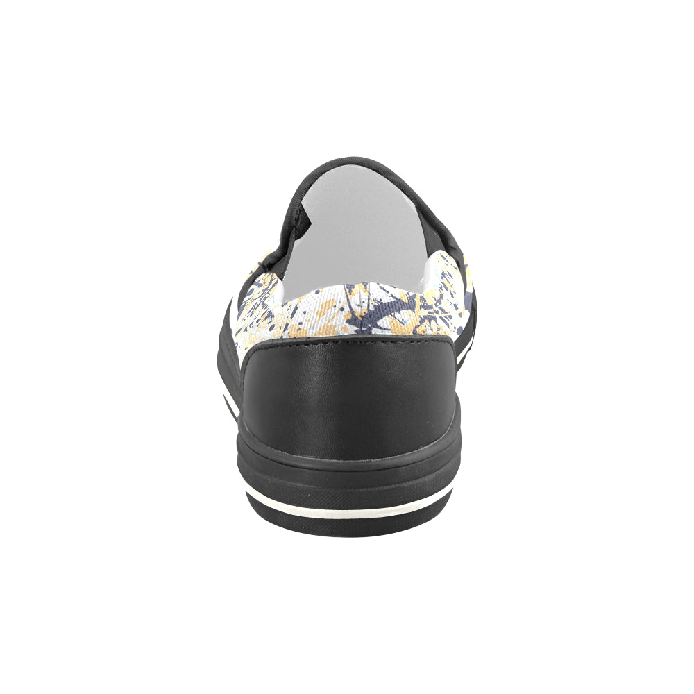 Men's Paint Splatter Dark Print Canvas Slip-on Shoes