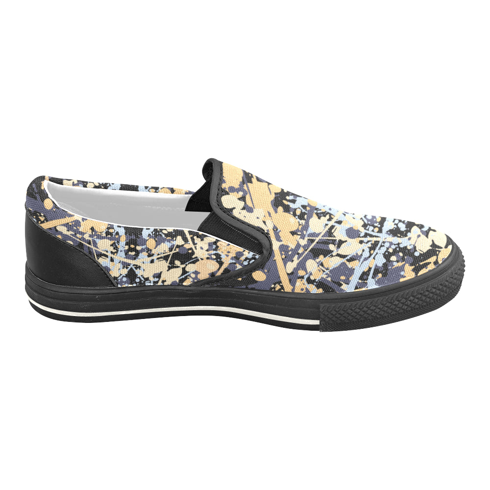 Men's Paint Splatter Dark Print Canvas Slip-on Shoes