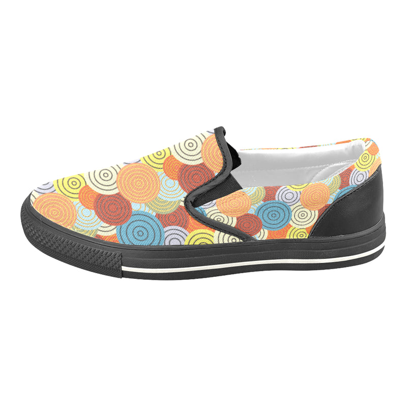 Women's Big Size Concentric Polka Print Canvas Slip-on Shoes