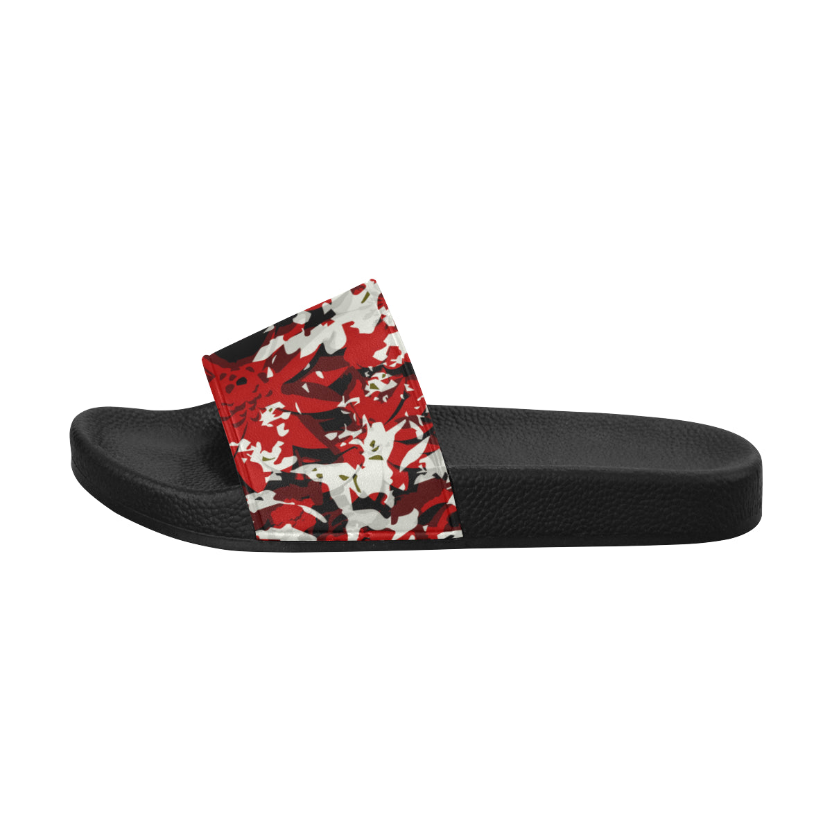 Men's Cherry Red Floral Print Canvas Sliders Sandal